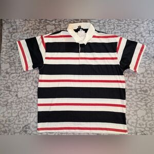 Forever 21 Black, White, and Red Striped Polo